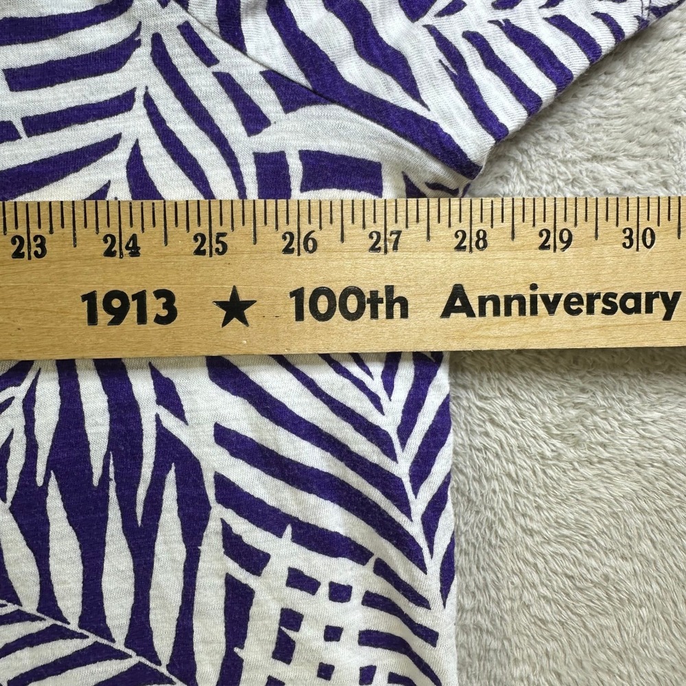 Catherines Womens 2X Purple White‎ Palm Leaf Print Cotton Scoop Neck T-Shirt Top - Picture 5 of 8